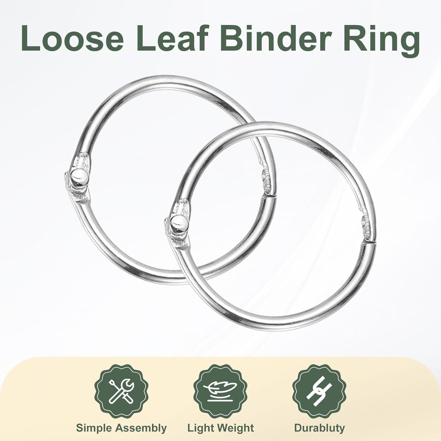 PATIKIL 1" x 1.18" Loose Leaf Binder Rings, 30 Pcs Metal Book Rings Nickel Keychain Ring for Paper Index Cards Flash Card Notebook Rings Office Home Book Binder, Silver