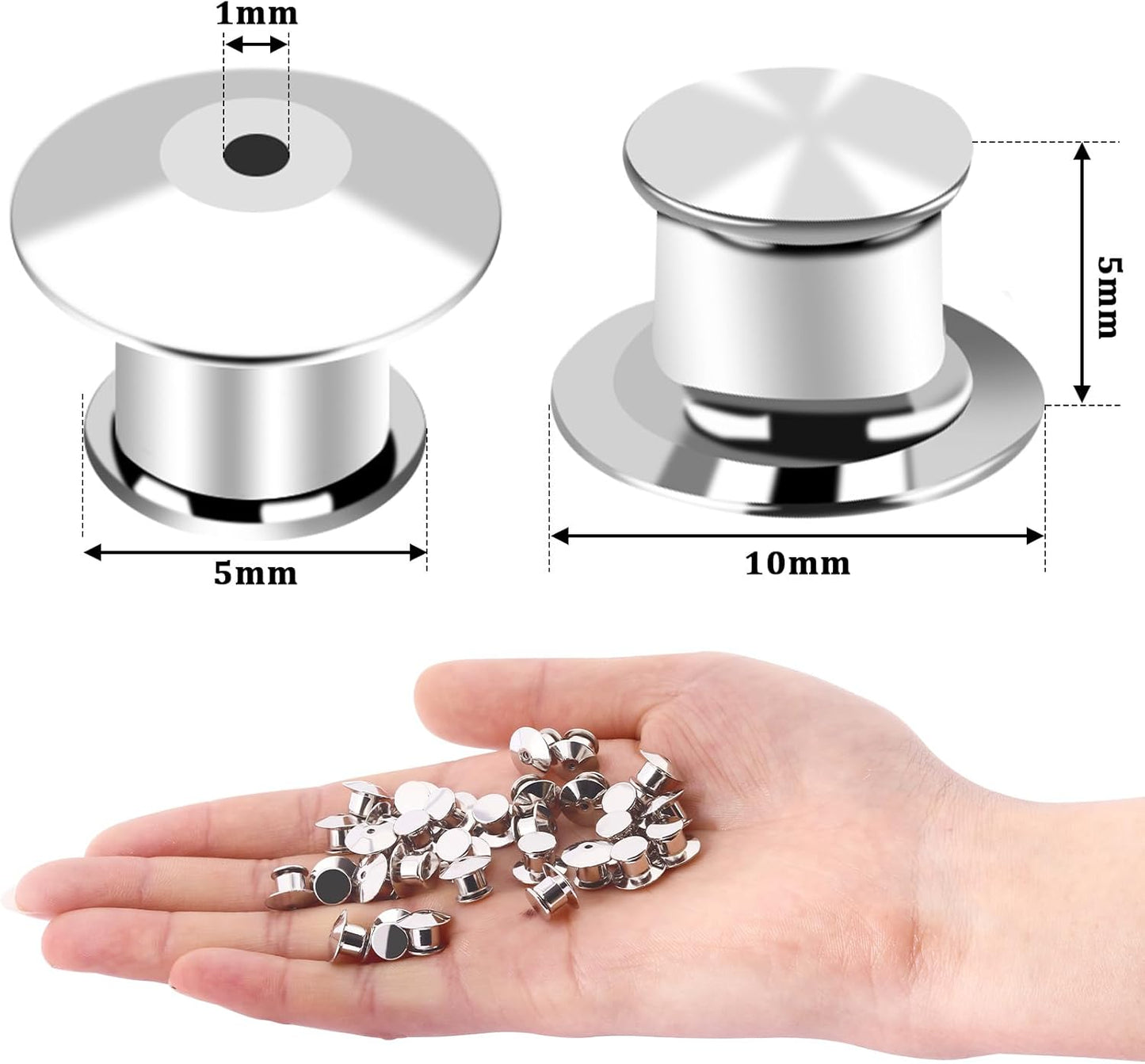 DECYOOL 60PCS Metal Locking Pin Backs, Pin Keepers Clasp Pin Backs Locking Buckles for Brooch DIY Crafts Badges Enamel Lapel Needles Pin Lock