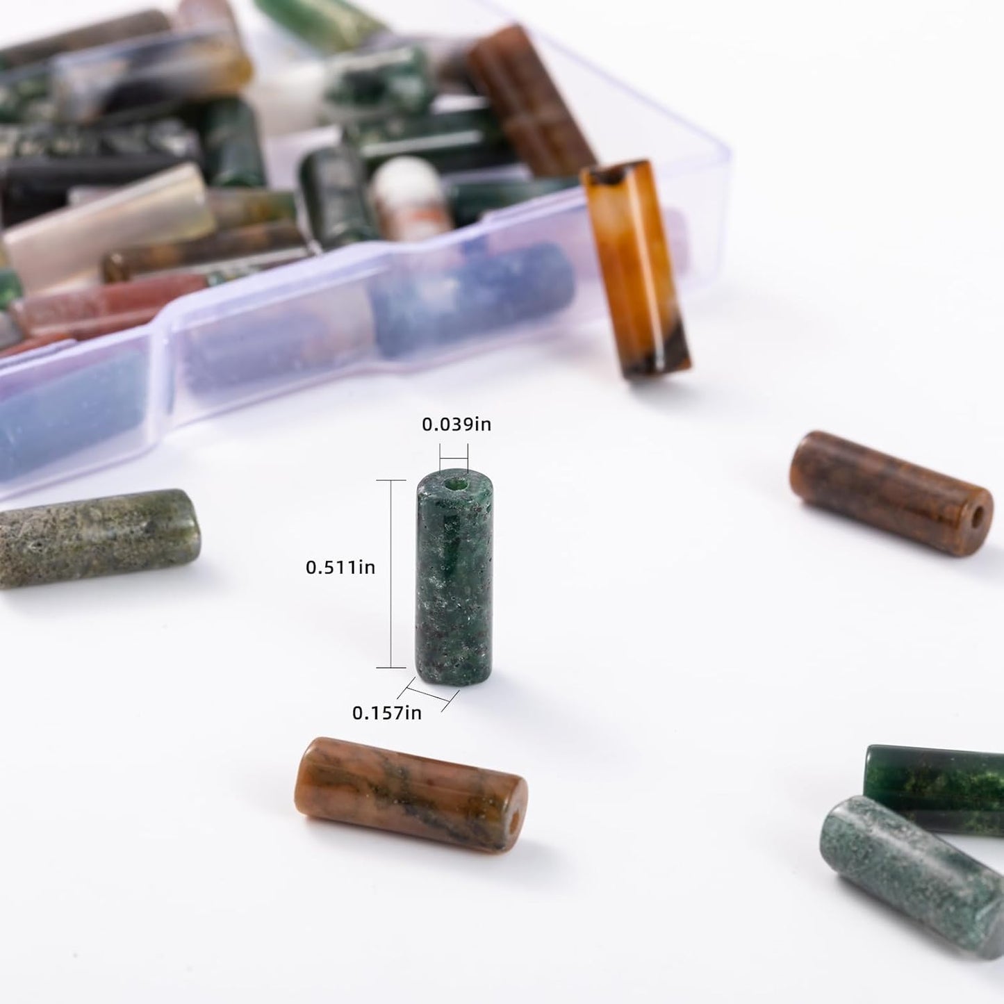 Natural Indian Agate Cylinder Tube Beads 4x13mm 38cm/str Loose Semi Gemstone Stone Beads for Making Bracelets Necklace Earrings