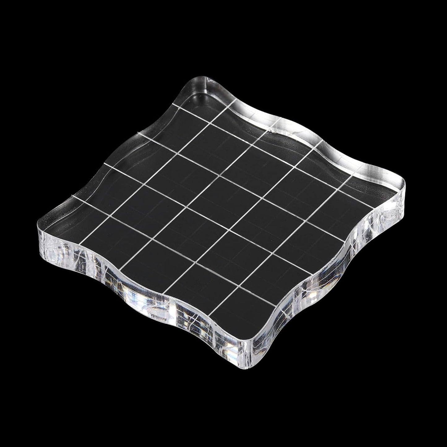 PATIKIL 2" x 2" Acrylic Stamp Block, Clear Stamping Block with Grid Lines Decorative Mounting Blocks Wave for Scrapbooking DIY Crafts Card Making