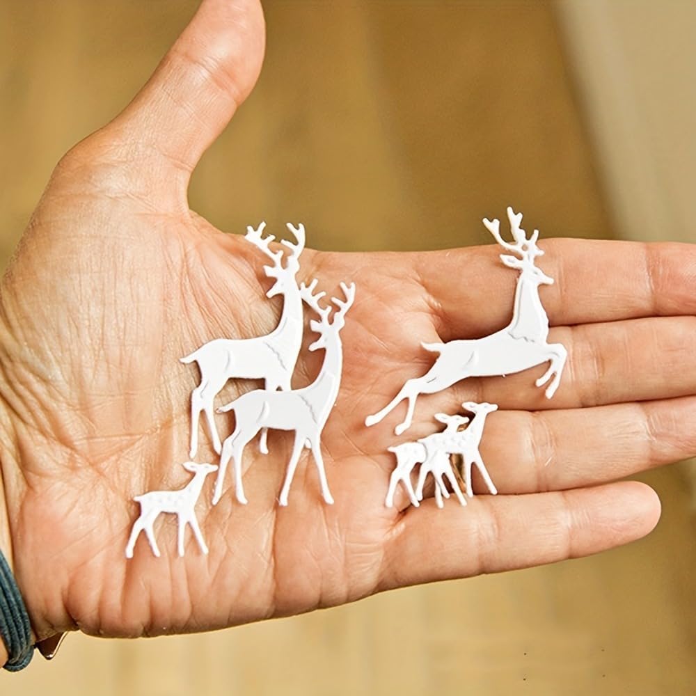 Lapoo Festivals Metal Cutting Die for Scrapbooking - Durable, Cut Stencils for DIY Scrapbook Photo Album Decorative Paper Card, Card Making Supplies, Embossing (Three Elk 2.4 x 1.9 in)