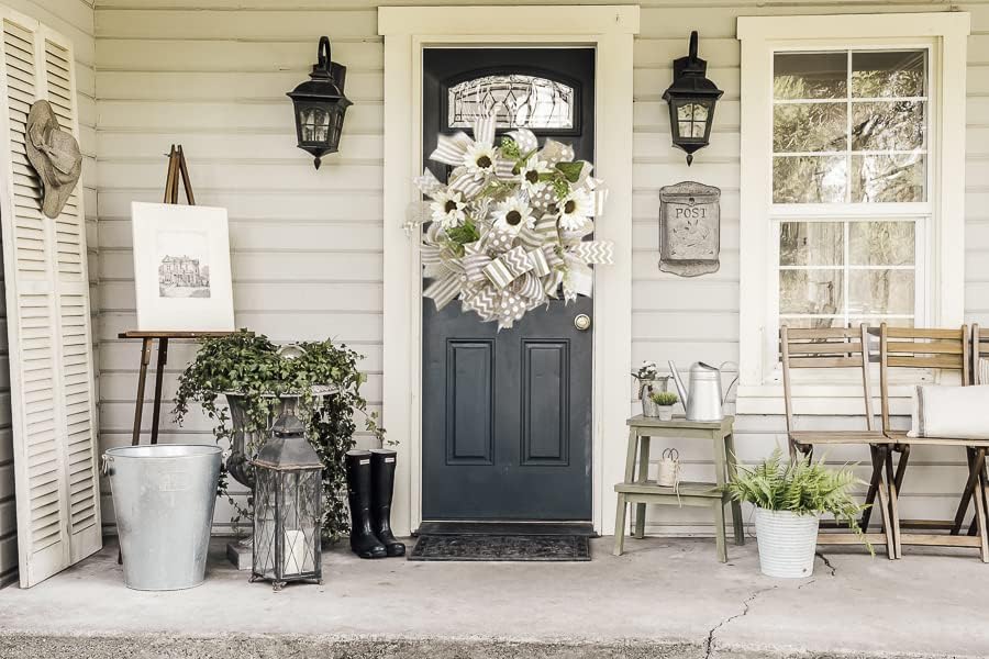 MEEDEE Burlap Ribbon with White Stripe Burlap Ribbon 2.5 Inch Wired Ribbon for Cakes Gift Basket Bow Wreath Ribbon for Rustic Front Door Wreath Baby Shower Beach Party Farmhouse Decor, 10 Yards