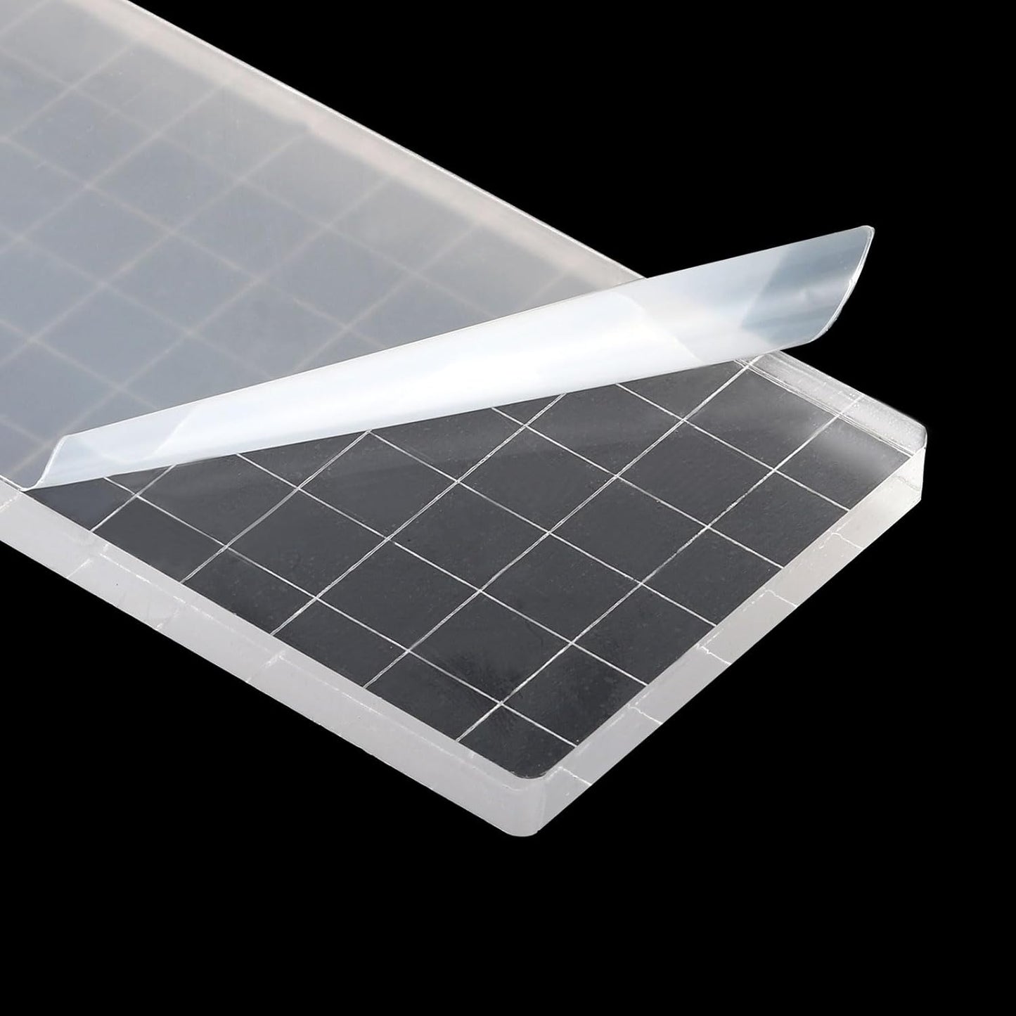 PATIKIL 6" x 3" Acrylic Stamp Block, 2 Pack Clear Stamping Block with Grid Lines Decorative Mounting Blocks Square for Scrapbooking DIY Crafts Card Making