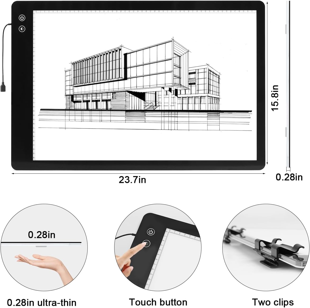 LUXJOYFUL A2 Large Rechargeable Light Box for Tracing,Diamond Painting Light Board 3 Color and stepless dimming,Built-in 5200mAh Battery,Ultra-Thin LED Light Pad for Drawing Vinyl Weeding Animation