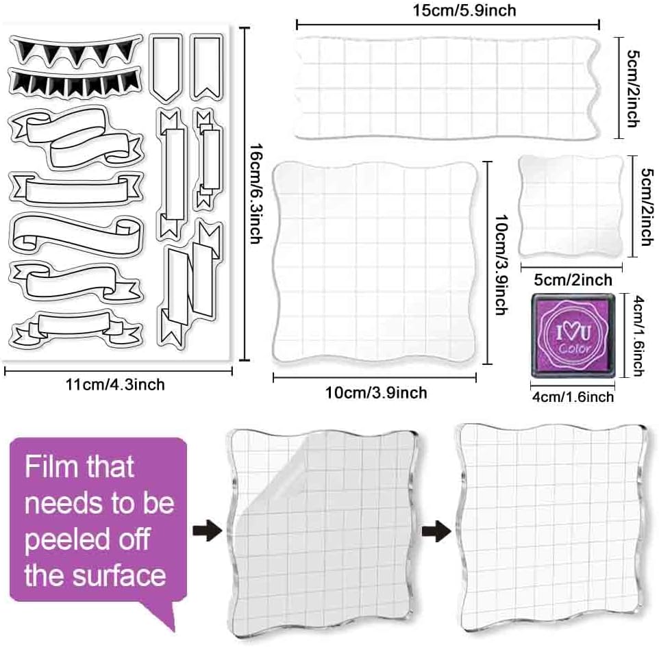 29 Pcs Journal Stamps for Crafting Card Making Supplies Set Include 3 Acrylic Clear Stamp Blocks, 6 Clear Silicone Stamps Seals, 20 Craft Ink Pads Calendar Planner Stamp for DIY