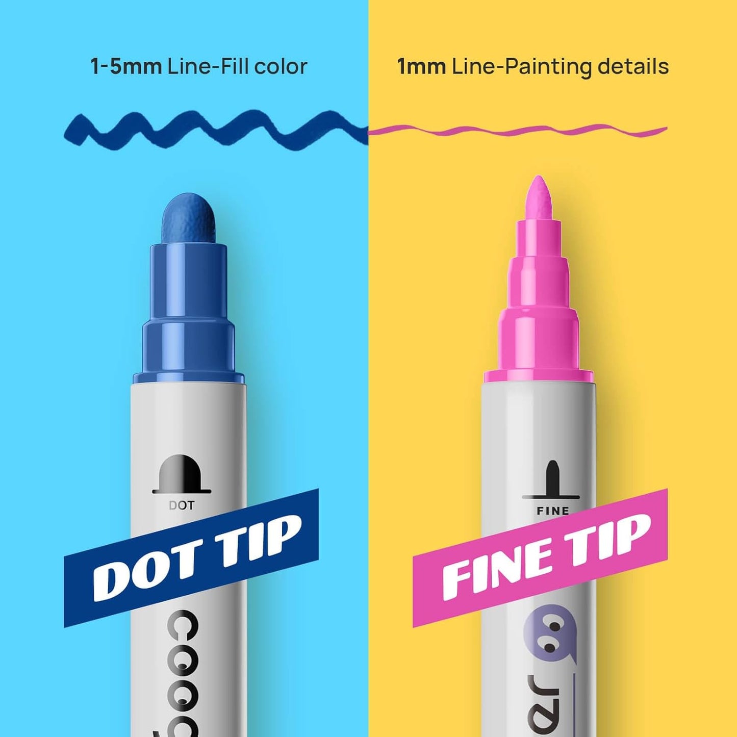 48 Colors Dual Tip Acrylic Paint Markers,Fine Tip and Dot Tip Acrylic Paint Pens For Rock Painting, Canvas, Wood, Glass, Ceramic, Fabric, Plastic, Egg, Art Painting Supplies Kit