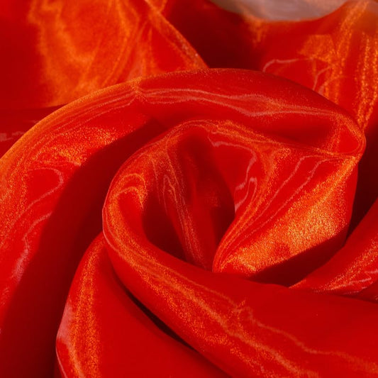 Fynite Orange Organza Fabric by The Yard | 10 Yard Long | 44" Wide | Bridal Soft Sheer Organza Tulle for DIY Wedding Dress Fashion Craft Decorations