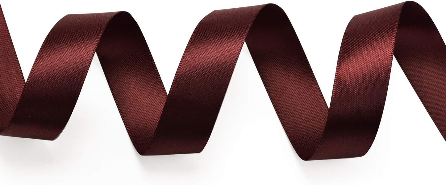 YAMA Double Face Satin Ribbon - 7/8" 25 Yards for Gift Wrapping Ribbons Roll, Burgundy
