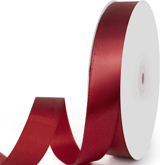 1" x 100 Yards Satin Ribbon - Wine Red Silk Ribbon with Spool - Ideal for Mother's Day Bows, Gift Wrapping, Floral Bouquets, Crafts, Wedding Party Decorations, Christmas and Sewing Projects