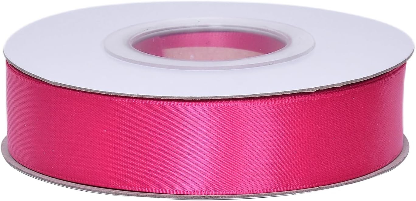 YAMA Hot Pink Double Faced Satin Ribbon, 7/8 Inch 25 Yards, Great for Gift Wrapping Crafts Bows Wedding Party Decoration