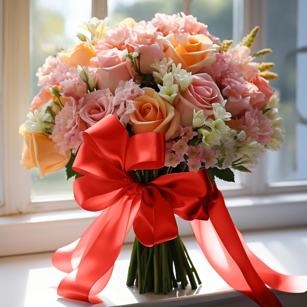 3 Inch 25 Yard Wide Satin Ribbon Red, Solid Fabric Large Ribbon Roll for Cutting Ceremony Wedding Opening Party Decoration, Chairs, Sewing, Festival Pageant Sashes