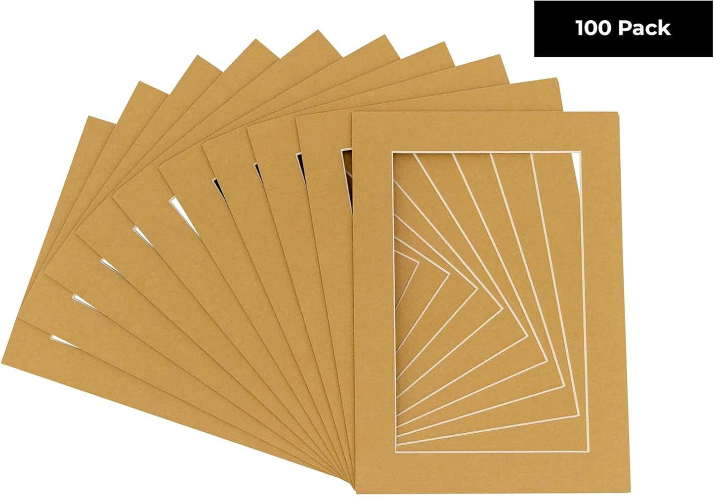 5x7 Mat for 8.5x11 Frame - Precut Mat Board Acid-Free Rattan Beige 5x7 Photo Matte For a 8.5x11 Picture Frame, Premium Matboard for Family Photos, Show Kits, Art, Picture Framing, Pack of 100 Mats
