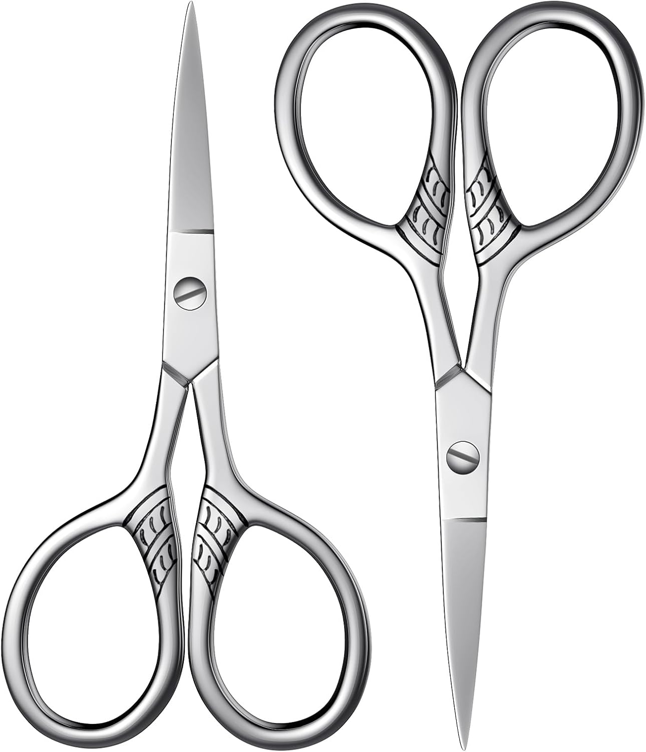 Stainless Steel Small Scissors with Textured Handle - All Purpose for Arts, Crafts, Sewing, Office & Kitchen, Sharp & Durable Cutting Tools -2Pcs