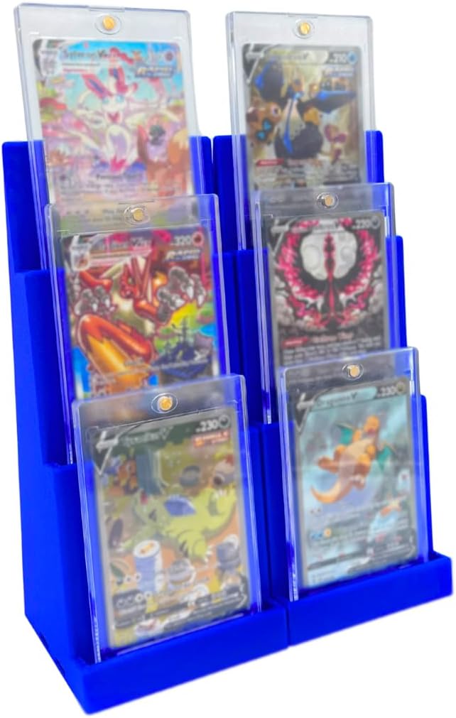 Magnetic Card Holder Stadium Displays - Dark Blue (2 Pack), Compatible with Ultra Pro Protectors - Trading Card Holder - Card Stand - Sports Card Display