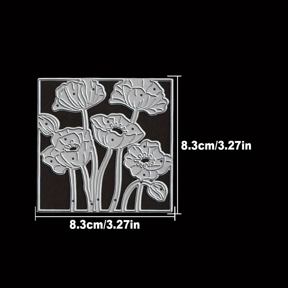 Lapoo Flowers Metal Cutting Die for Scrapbooking - Durable, Cut Stencils for DIY Scrapbook Photo Album Decorative Paper Card, Card Making Supplies, Embossing (Poppy Square 4.2 x 3.6 in)