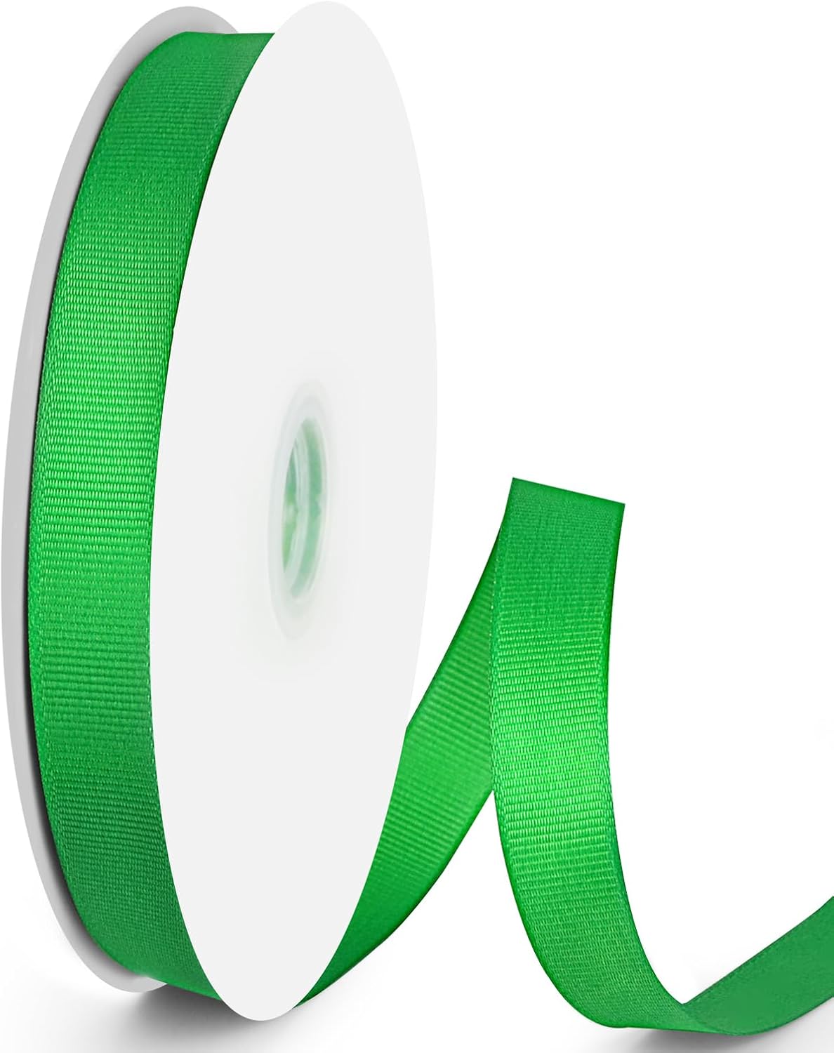 50 Yards 5/8 inch Grosgrain Ribbon, Solid Color Fabric Ribbon Perfect for Gift Wrapping, Wedding, Handmade Bows, Floral Bouquets and Party Decoration(Green)