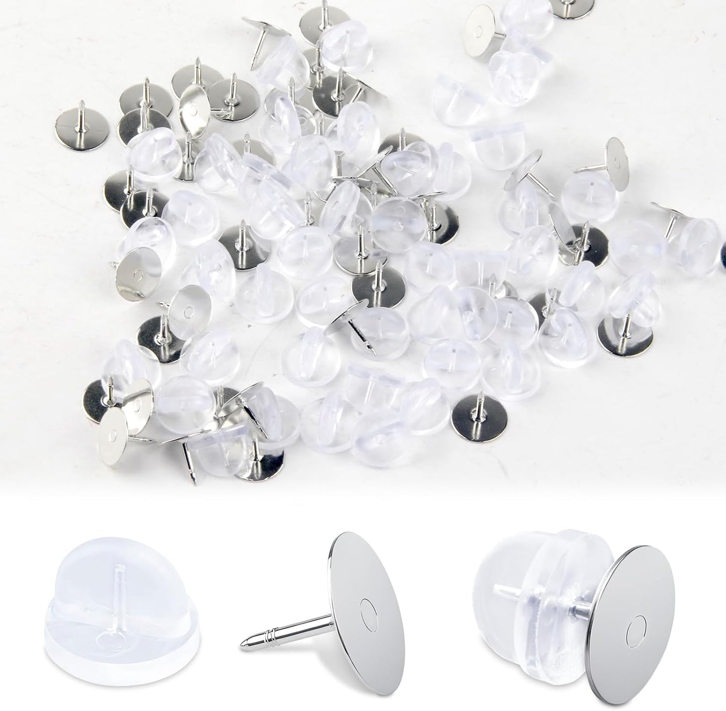 50 Pairs Rubber Butterfly Clutch Backs – Blank Pin Backings Replacement, Tie Tacks Keepers Replacement with Lapel Enamel Pins, Tie Tacks Blank Pins Enamel Pins, Brooches & DIY Craft Making