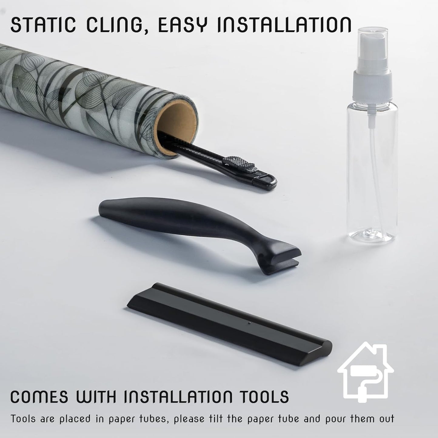 DKTIE Window Film Privacy with Installation Tools, Decorative Stained Glass Window Clings for Home, Static Cling Window Sticker for Front Door, Bathroom, Glass Door (Dark Green, 35.4'' x 118.1'')