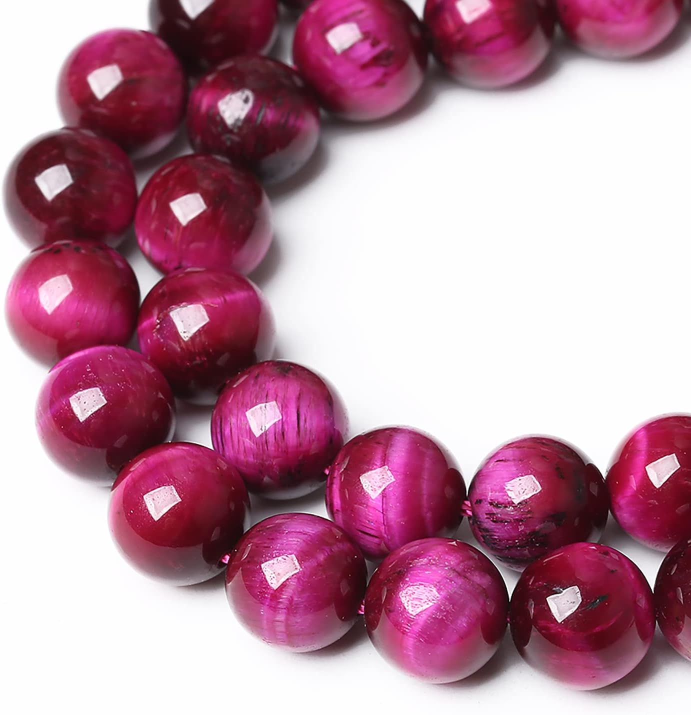 180PCS 4mm Rose Red Tiger Eye Gemstone Loose Beads Natural Round Loose Stone Beads for Jewelry Making DIY Bracelet Necklace Earrings 2 Strand 32"