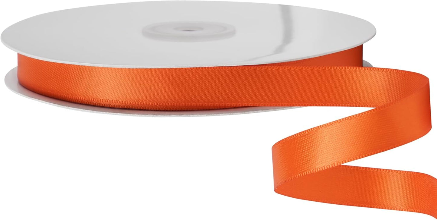 LIUYAXI Torrid Orange Stain Ribbon, 5/8" X Continuous 50 Yards, Double Faced Fabric Ribbon Perfect for Gift Wrapping Wedding Birthday Party Christmas Hair Floral Craft Baby Shower
