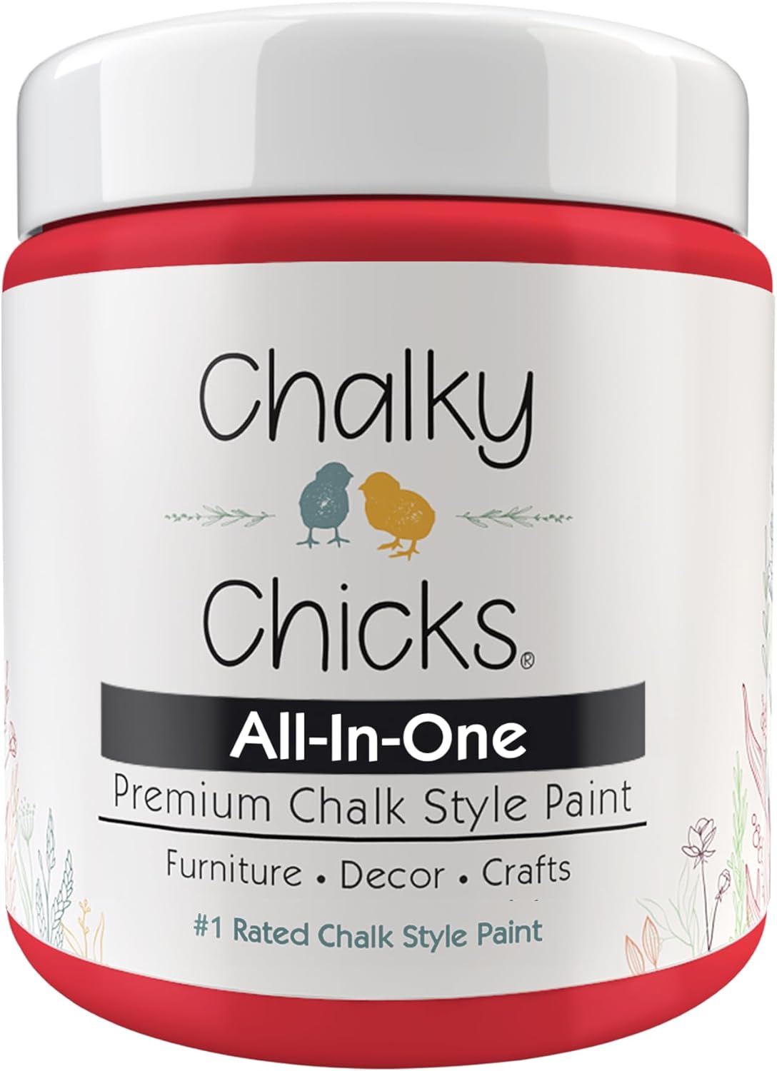 Chalky Chicks All-in-One Chalk Paint for Furniture or Cabinet - 8 Fl Oz - Matte Finish Poppy (Deep Red-Pink) for Metal, Wood Furniture Paint - No Sanding All-in-One for Home Decor & Crafts, USA Made