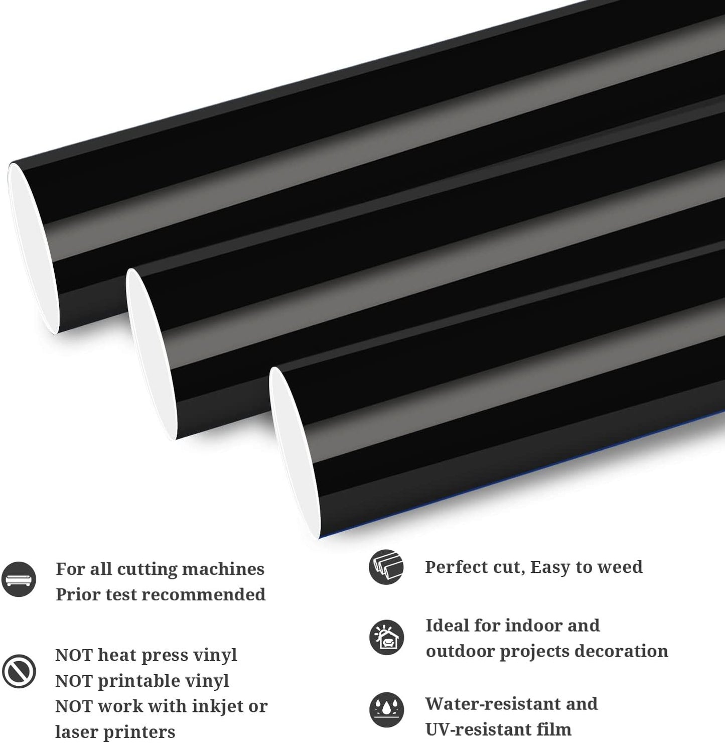 TECKWRAP Permanent Adhesive Vinyl 12" x 10ft, Glossy Black
