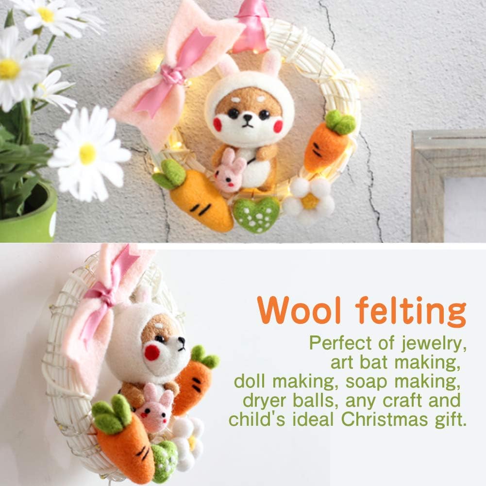 3.53oz Wool Roving Yarn, Wool Felting Supplies, Pure Wool, Chunky Yarn, Spinning Wool Roving for Needle Felting Wet Felting DIY Hand Spinning (Yellow)