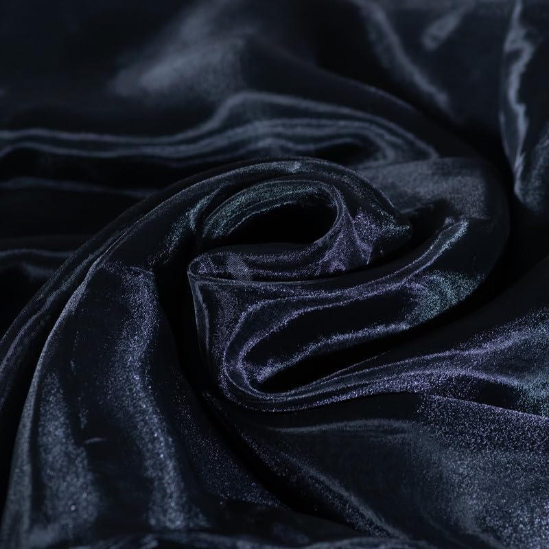 Fynite Black Organza Fabric by The Yard | 2 Yard Long | 44" Wide | Bridal Soft Sheer Organza Tulle for DIY Wedding Dress Fashion Craft Decorations