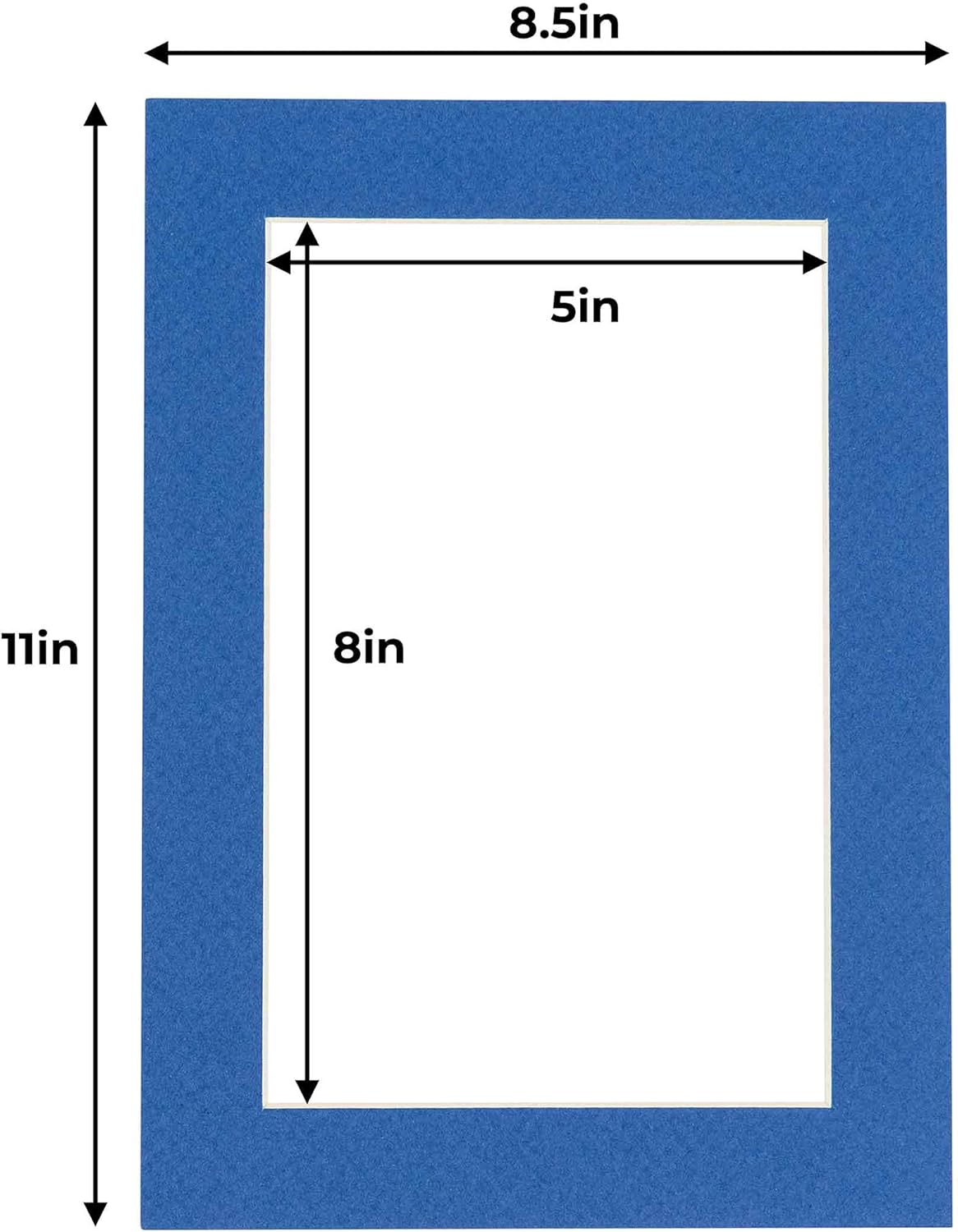 5.5x8.5 Mat for 8.5x11 Frame - Precut Mat Board Acid-Free Royal Blue 5.5x8.5 Photo Matte For a 8.5x11 Picture Frame, Premium Matboard for Family Photos, Show Kits, Art, Picture Framing, Pack of 1 Mat