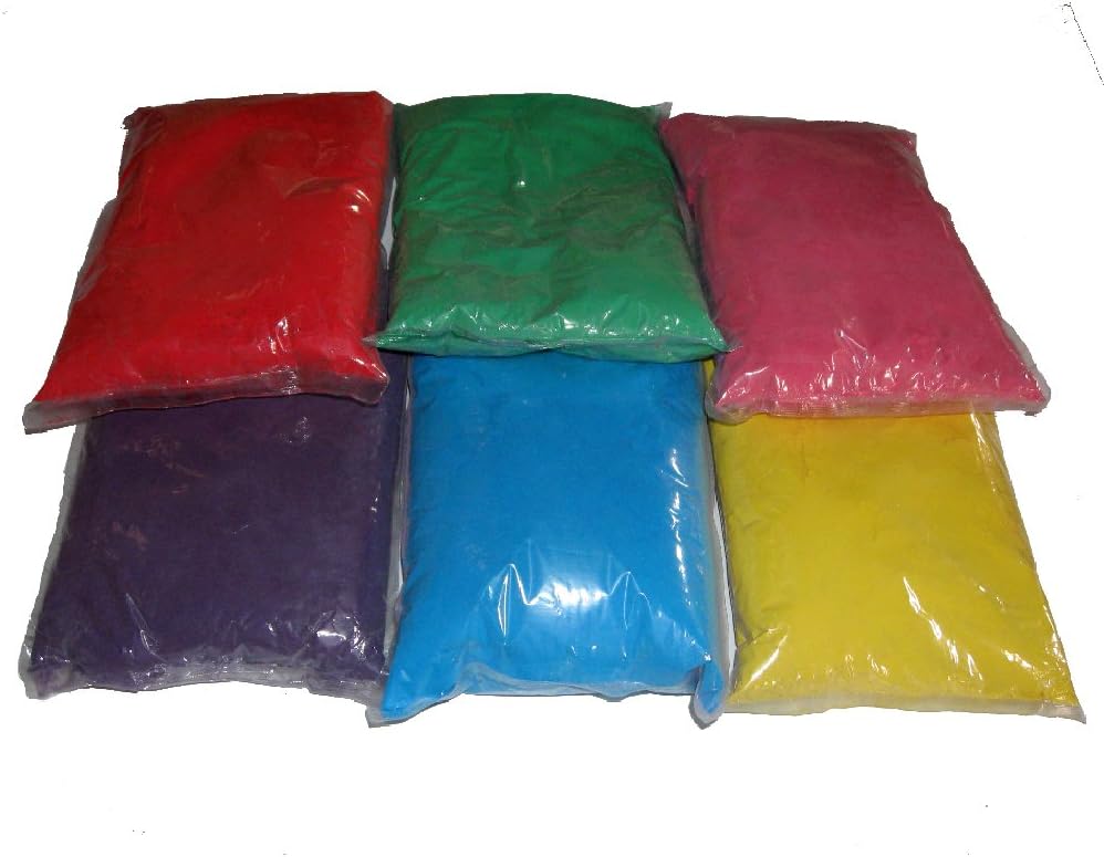 ColorMarathon(TM) Premium Quality non-toxic HOLI Colors color powder - 12 Lbs (6 colors X 2lbs Ea color) RED, YELLOW, PINK, BLUE, GREEN, AND PURPLE - SHIPS FROM USA