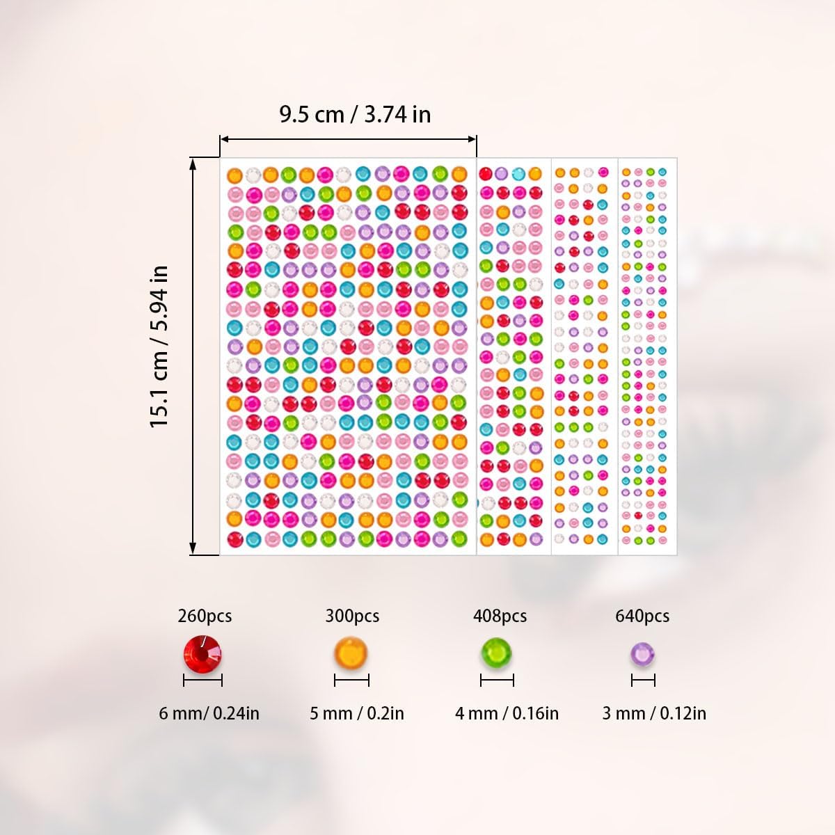 4 Sheets Self Adhesive Pearl Stickers, Self 4 Sizes Bling Rhinestone Sticker, Rhinestone Stickers,Flat Back Pearls Sticker for DIY Crafts Craft Card Decorations Nail Art Beauty Makeup (Colorful)