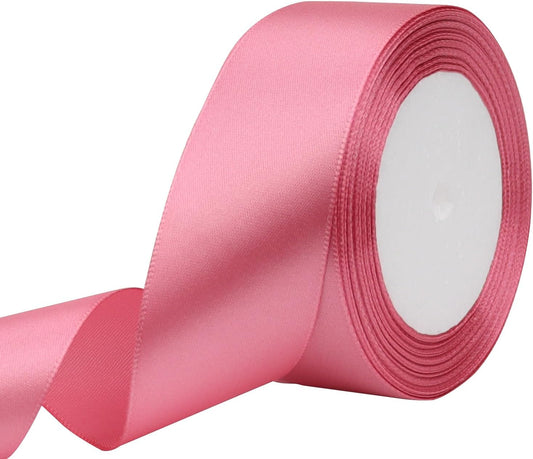 Rose Gold Solid Satin Ribbon 1-1/2 Inch 25 Yards Solid Polyester Fabric Ribbon for Gift Wrapping Wedding Christmas Baby Shower Birthday Party Decoration Handmade Immortal Flower Craft