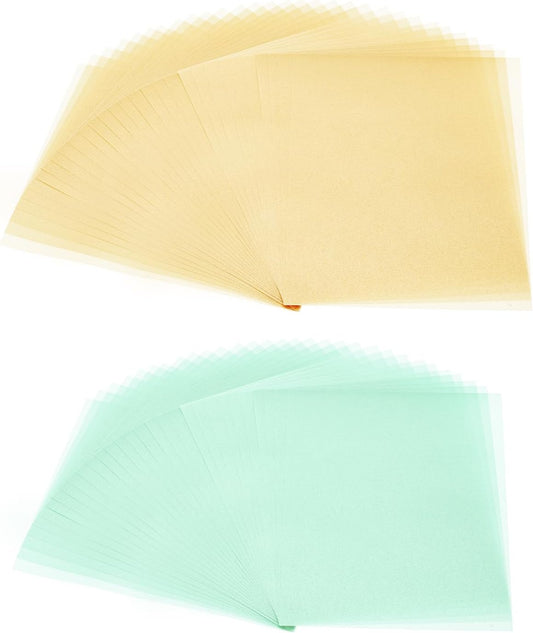 PATIKIL 60 Sheets Vellum Paper 8.5x11inches, Printable Translucent Paper 100GSM Colored for Invitations Laser Inkjet Printing Card Making Crafting Wedding Tracing, Beige Gold/Light Blue