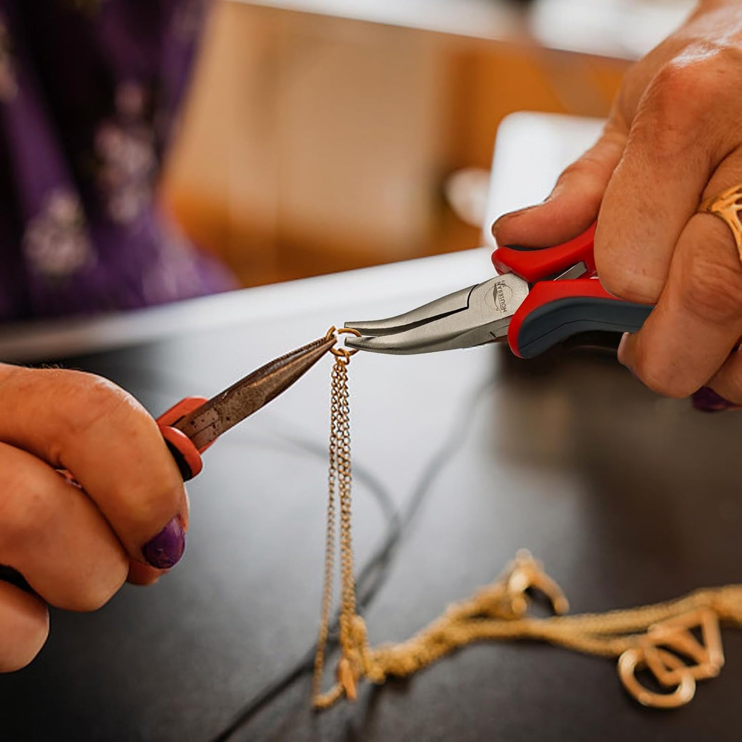 Bent Nose Pliers 5"-5 Pack Bent Nose Pliers for Jewelry Making with Spring Loaded for DIY, Craft, Repairing