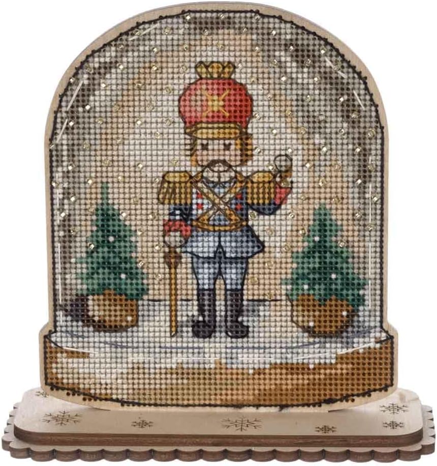 Wizardi Christmas Soldier Cross-Stitch kit on Wood FLW-048 Wonderland Crafts