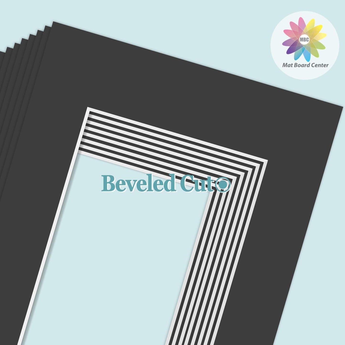 MBC MAT BOARD CENTER, 10 Pack 8x10 for 6x8 Black Picture Mats Frame Mattes, Bevel Cut, Acid Free, 4-ply Thickness