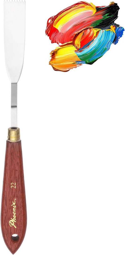 MECCANIXITY Pack of 1 Palette Knife No.22, 7" Long Palette Knives with Stainless Steel Flexible Spatula Pallet Knife and Wood Handle for Scraping, Mixing, Oil Acrylic Painting Canvas