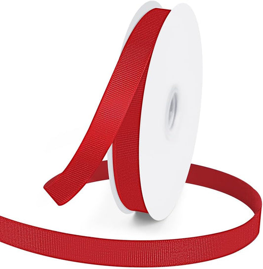 5/8" X 50 Yards Red Grosgrain Ribbon, Premium Grosgrain Ribbon for Sewing, Gift Wrapping, Bow Making, Wedding Decor, Wrapping and More (Red)