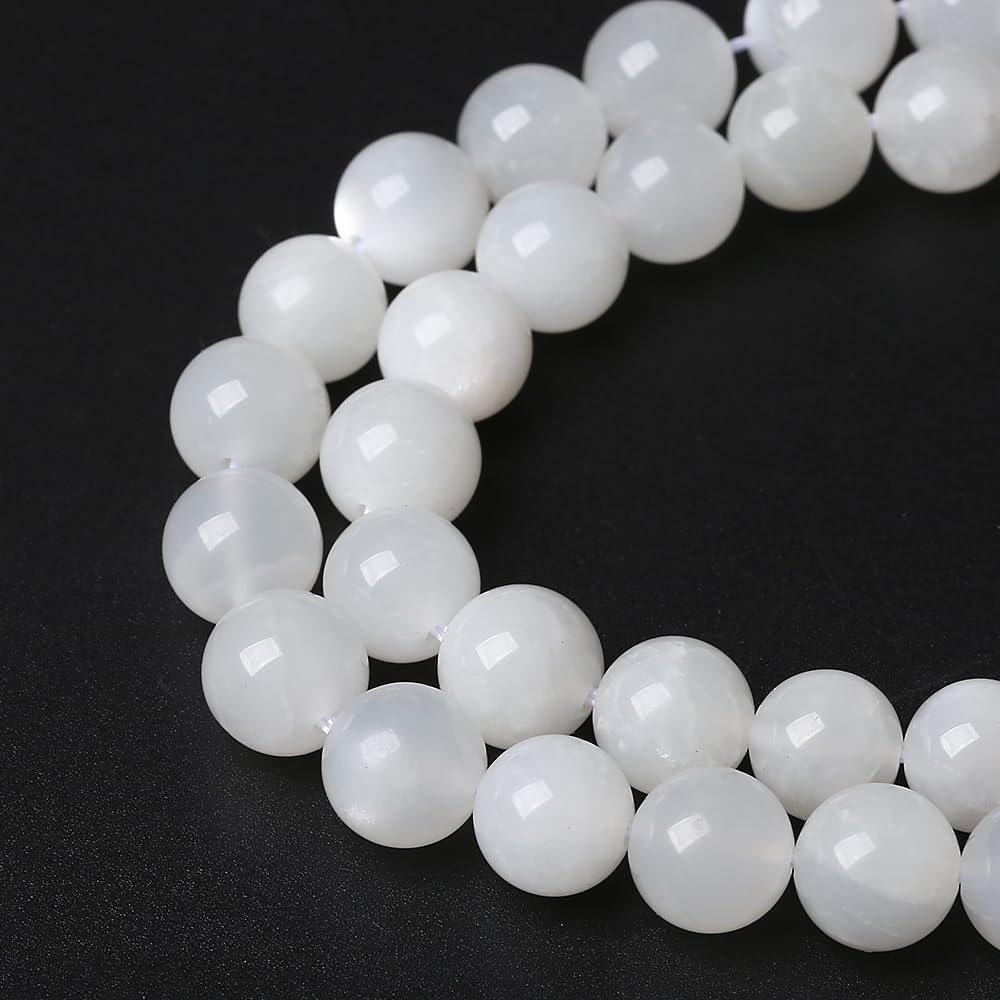 36pcs 10mm Natural White Moonstone Beads AAA Gemstone Round Loose Beads for Jewelry Making DIY Bracelets Necklaces Crystal Energy Healing Stone Beads 15" (10mm, White Moonstone)