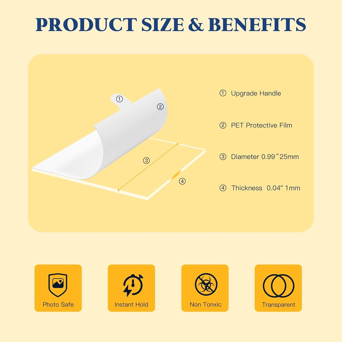 0.99'' Double Sided Sticky Tack, 75pcs Removable Mounting Putty, No Trace Adhesive Putty, TackPutty for Wall Hanging, Crafts, Posters, Picture Classroom Decoration Museum