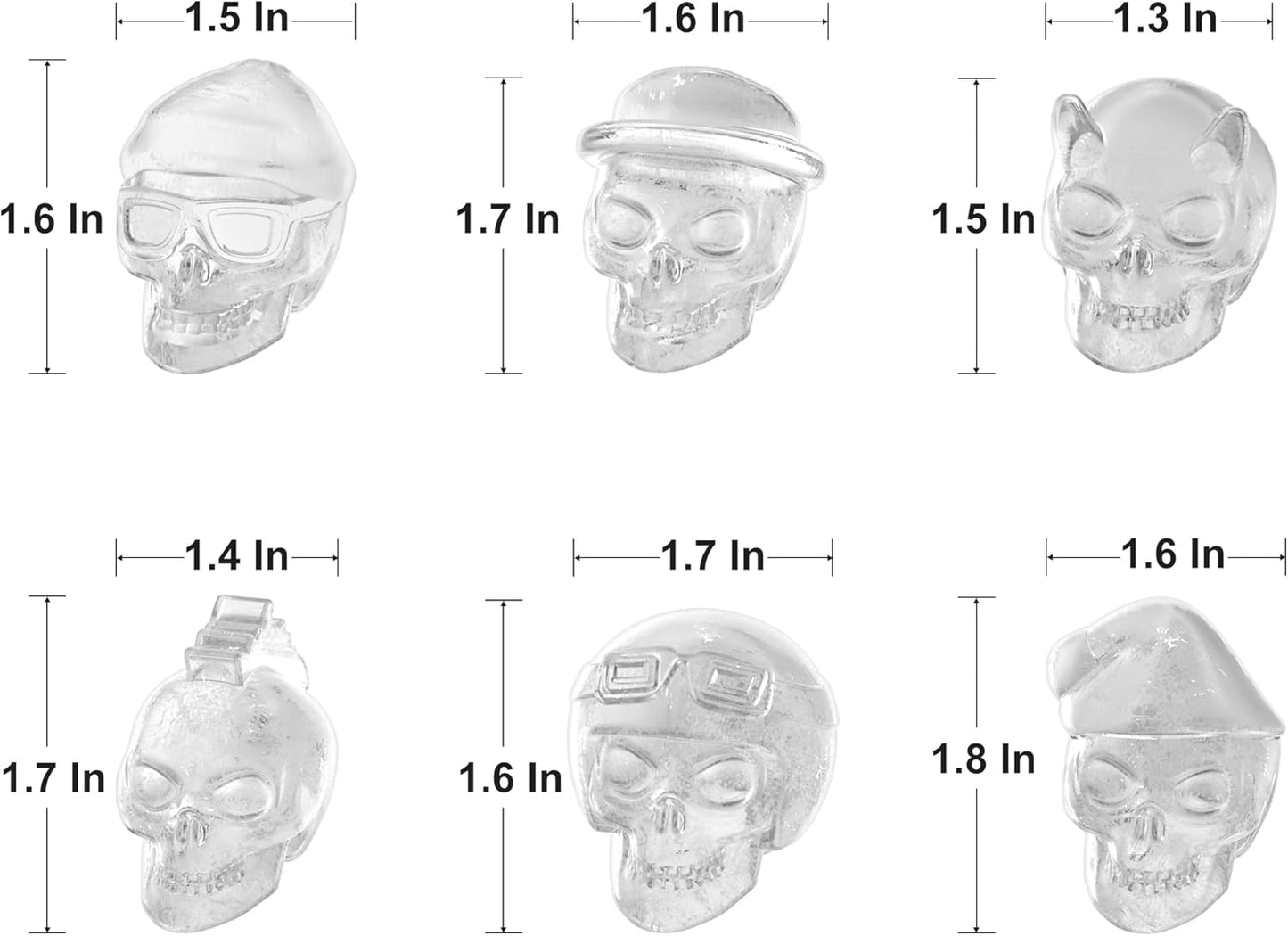 Readaeer Skull Silicone Molds, 3D Skull Molds, 6 Style Large Silicone Molds for Resin, Ice, Chocolate, Soap, Clay, Candle Wax Casting, Halloween Home Decoration