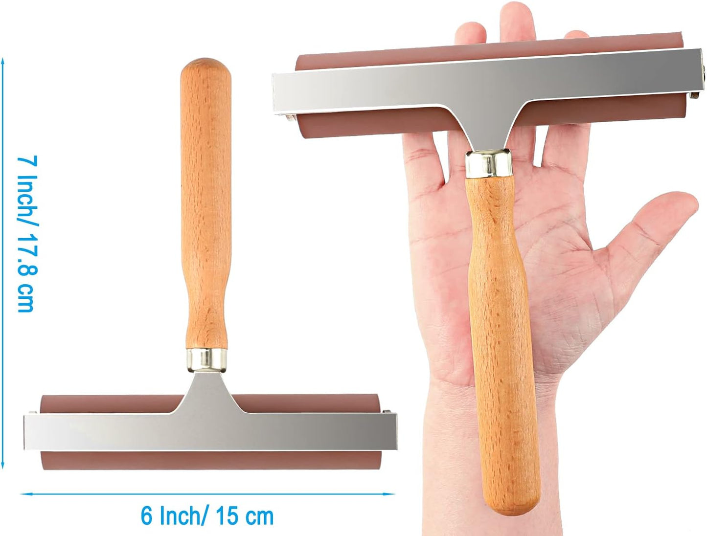 Soft Rubber Roller, Brayer Ideal for Anti Skid Tape Construction Tools, Print, Ink and Stamping Tools(6-Inch, Brown)