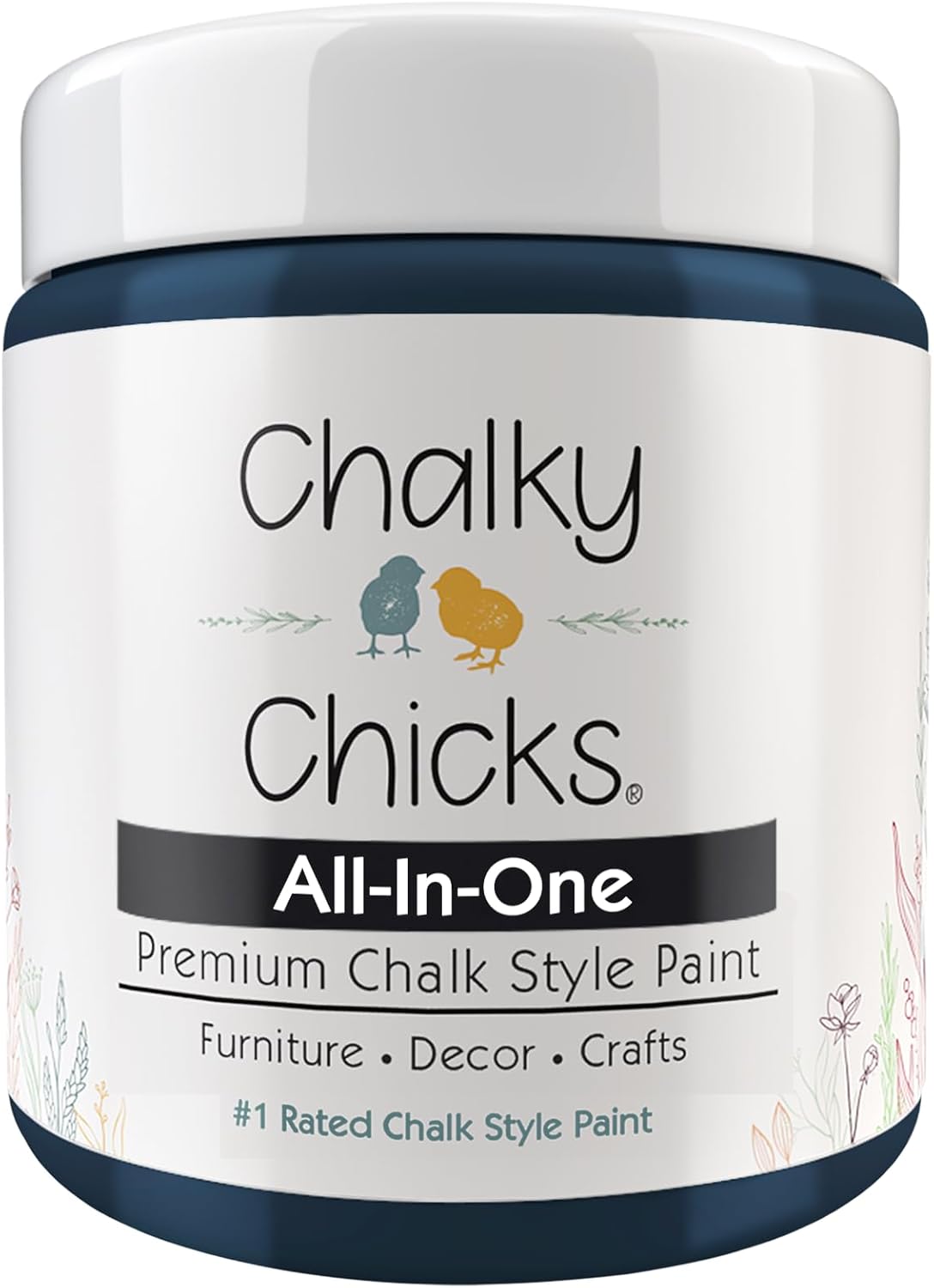 Chalky Chicks All-in-One Chalk Paint for Furniture or Cabinet - 4 Fl Oz - Matte Finish Denali (Deep Blue) for Metal, Wood Furniture Paint - No Sanding All-in-One for Home Decor & Crafts, USA Made