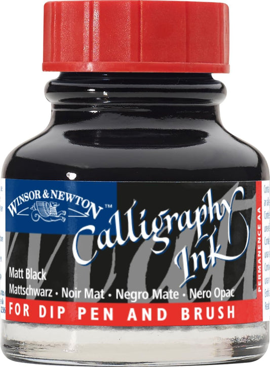 Winsor & Newton Calligraphy Ink, 30ml (1-oz) Bottle, Matt Black