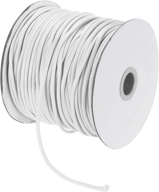 MECCANIXITY Waxed Cord 2.5mm Waxed Polyester Cord 87 Yard Wax String for Bracelet Making, Necklaces, Beading, Jewelry Making and DIY Crafts(White)