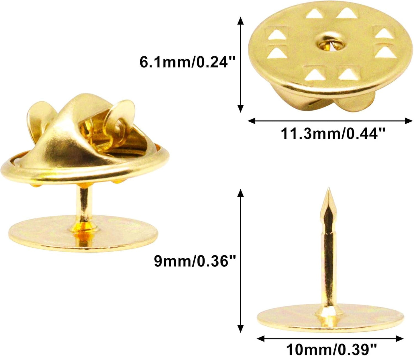 130 Set Pin Backs, Blank Pins Scatter Butterfly Clutch Pin Holder Enamel Pin Locking Backs Tie Tacks Jewelry Pin Backings Clasp for Brooch Lapel Hat Uniform Badges Tie Tack (10mm, Gold)