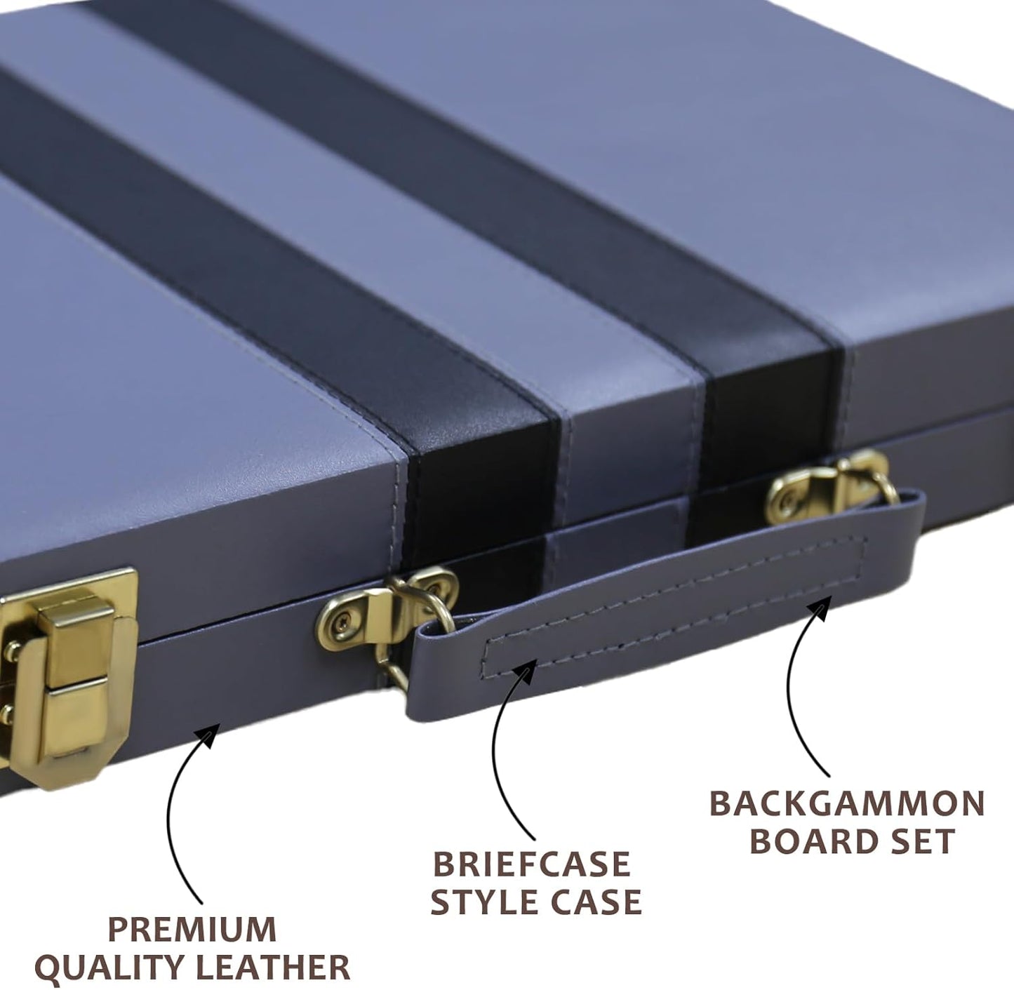 Backgammon Set - Classic Board Game with Premium Leather Case - Portable Travel Strategy Backgammon Game Set for Adults, Kids - Suitable as (11inch, Gray)