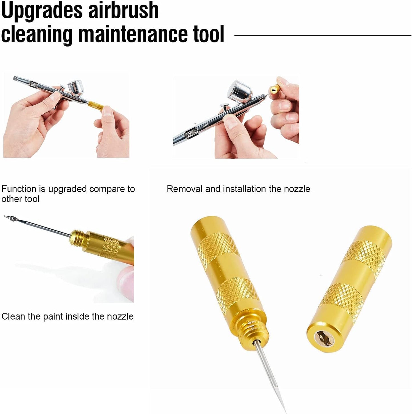 JOYABEST Multi-Purpose AirbrushCleaning Pot Airbrush Washing kit,with 5 Cleaning Needles + 5 Nylon Brushes + 1 Repair Tool for Removing Nozzle Paint, Dirt