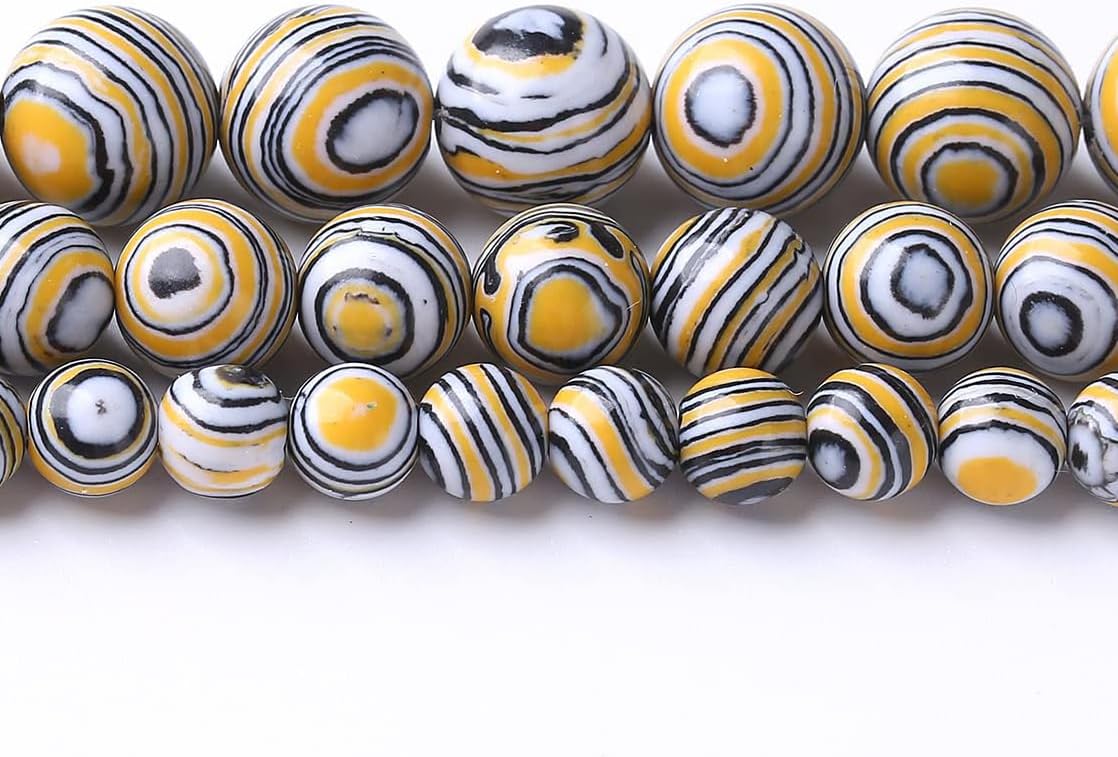 36PCS 10MM Yellow Malachite Beads Stone Beads Energy Healing Beads for DIY Jewelry Bracelet Necklace Making for Jewelry Making 15Inch