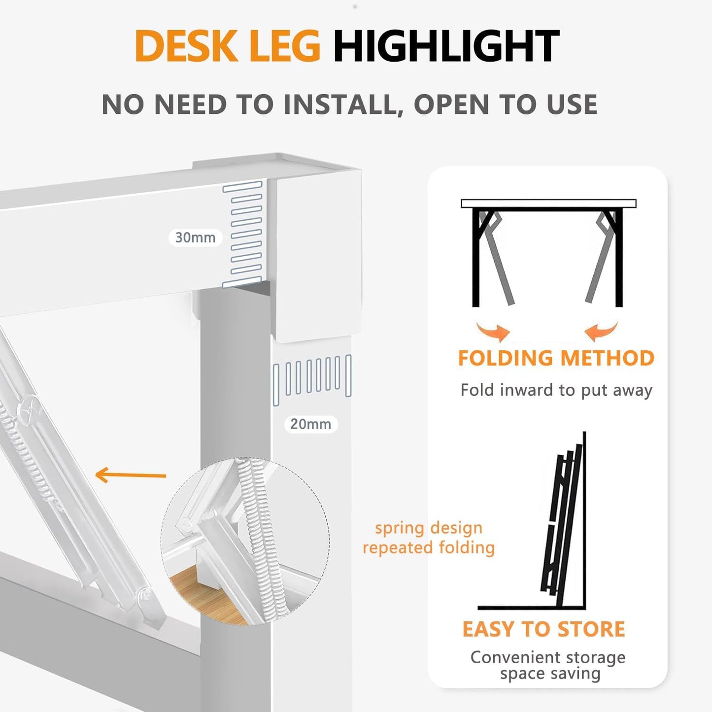 31.5 Inch Foldable Desks for Small Spaces,Foldable Desk No Assembly,Small Table for Bedroom,Rustic Brown.